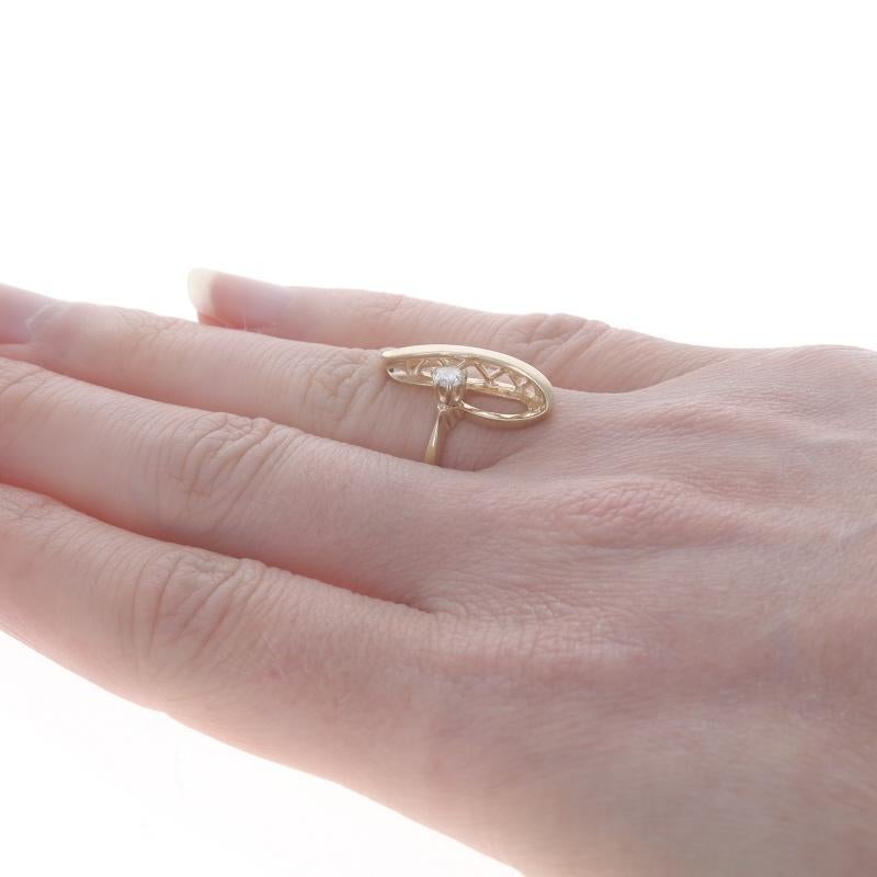 De las mujeres Anillo Solitario de Diamantes de Oro Amarillo - 14k Redondo .12ct Curva Libre Cepillado en venta
