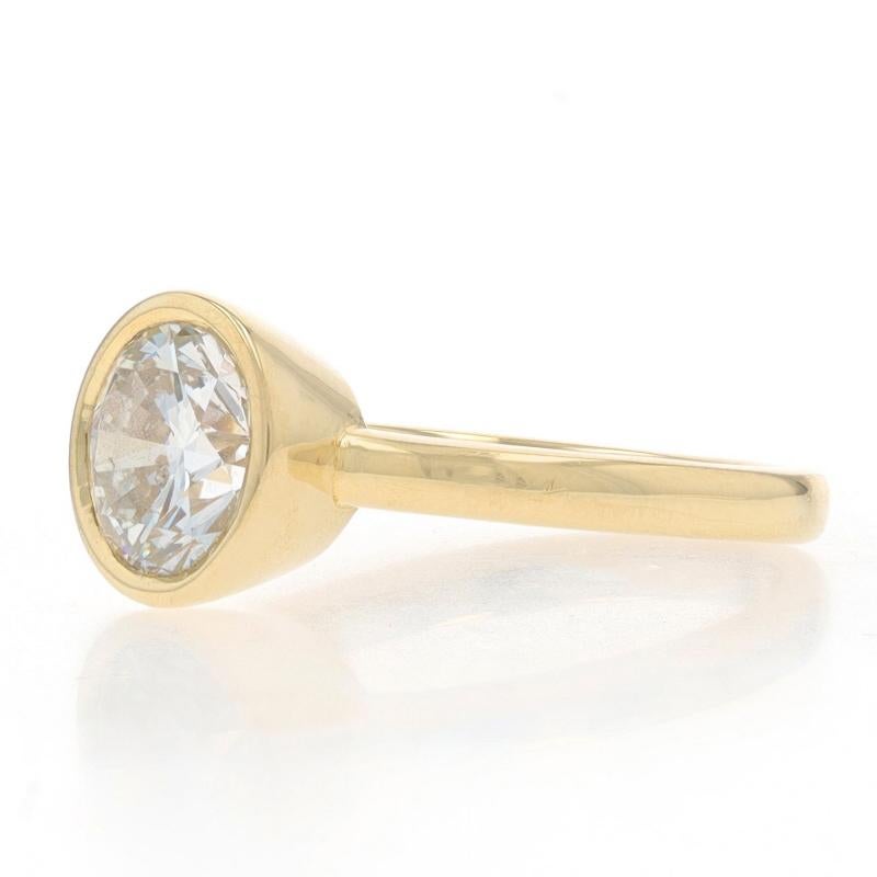 Round Cut Yellow Gold Diamond Solitaire Ring - 18k Round 2.50ct GIA Bezel Set Engagement For Sale