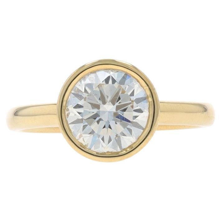 Yellow Gold Diamond Solitaire Ring - 18k Round 2.50ct GIA Bezel Set Engagement For Sale