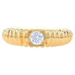 Yellow Gold Diamond Solitaire Ring - 18k Round Brilliant .20ct Engagement