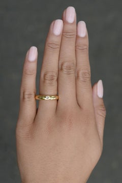 18k Yellow Gold Princess Cut Diamond Solitaire Wedding Band, 1990s