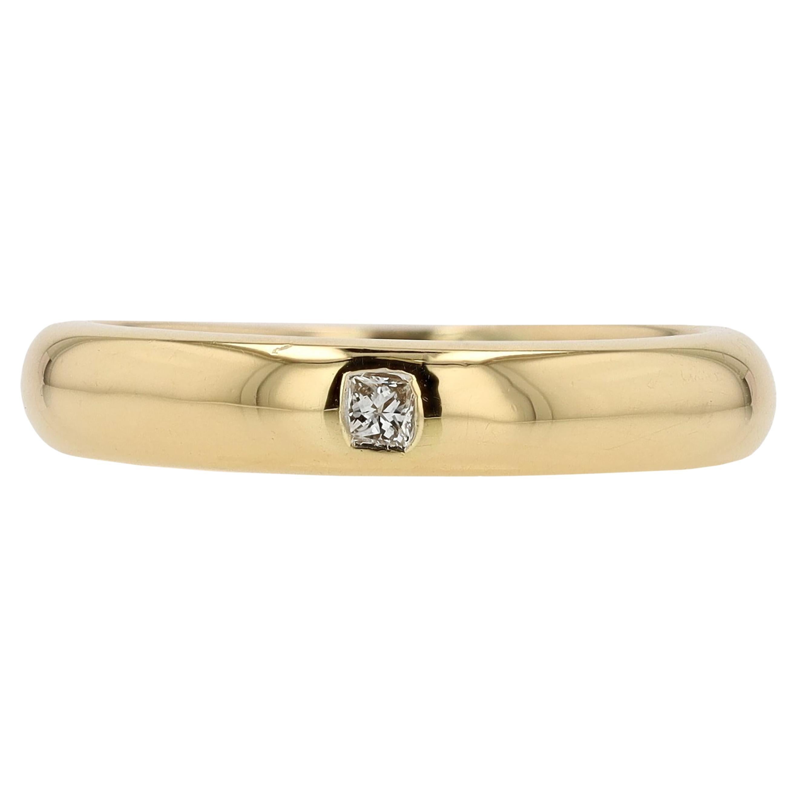 Yellow Gold Diamond Solitaire Wedding Band For Sale