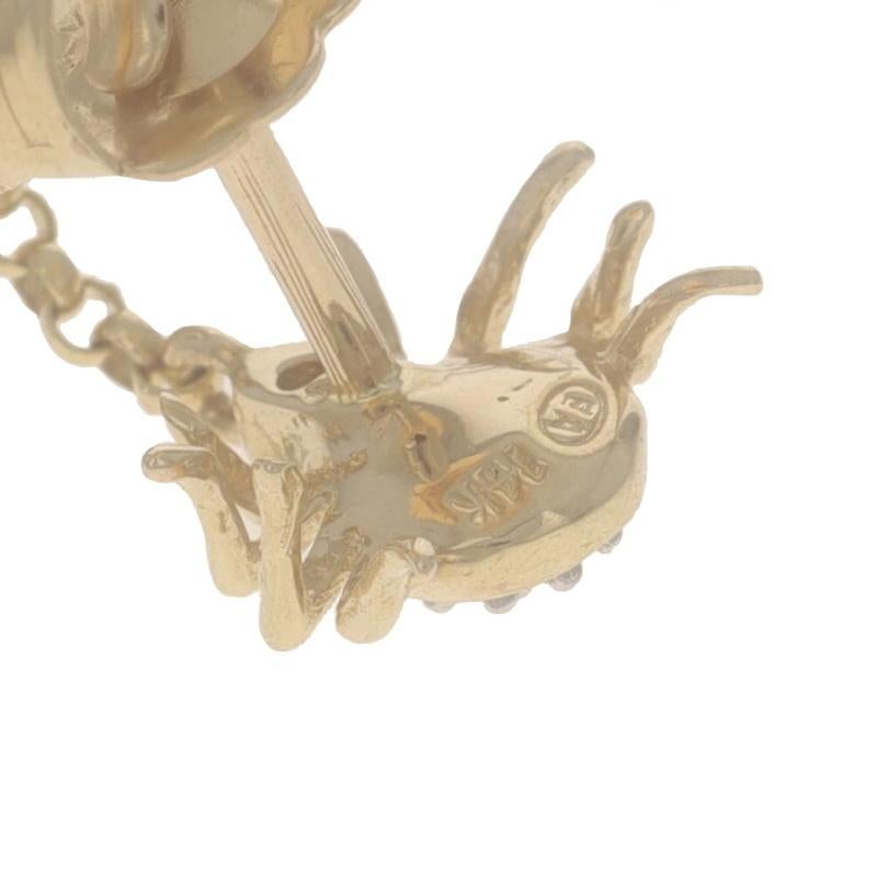 Orecchini a pendente in oro giallo con diamante e ragnatela - 14k Round Arachnid Pierced In condizioni ottime in vendita a Greensboro, NC
