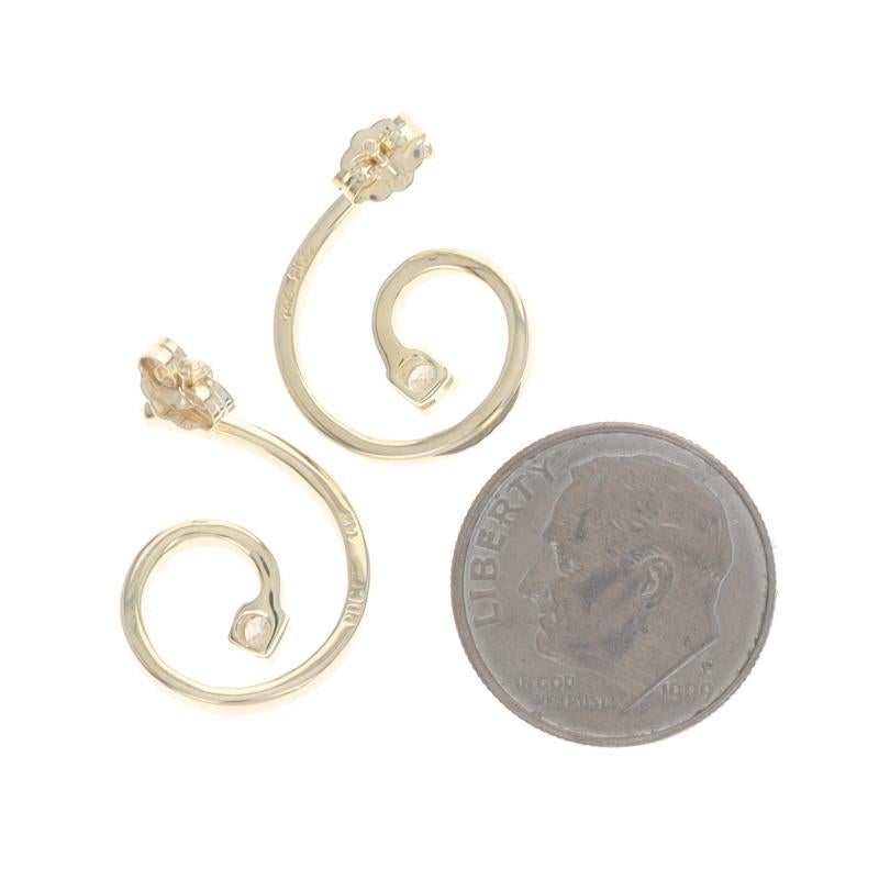 Orecchini a spirale con diamanti in oro giallo 14k, rotondi, da 0,38 carati, a spirale, forati In condizioni ottime in vendita a Greensboro, NC