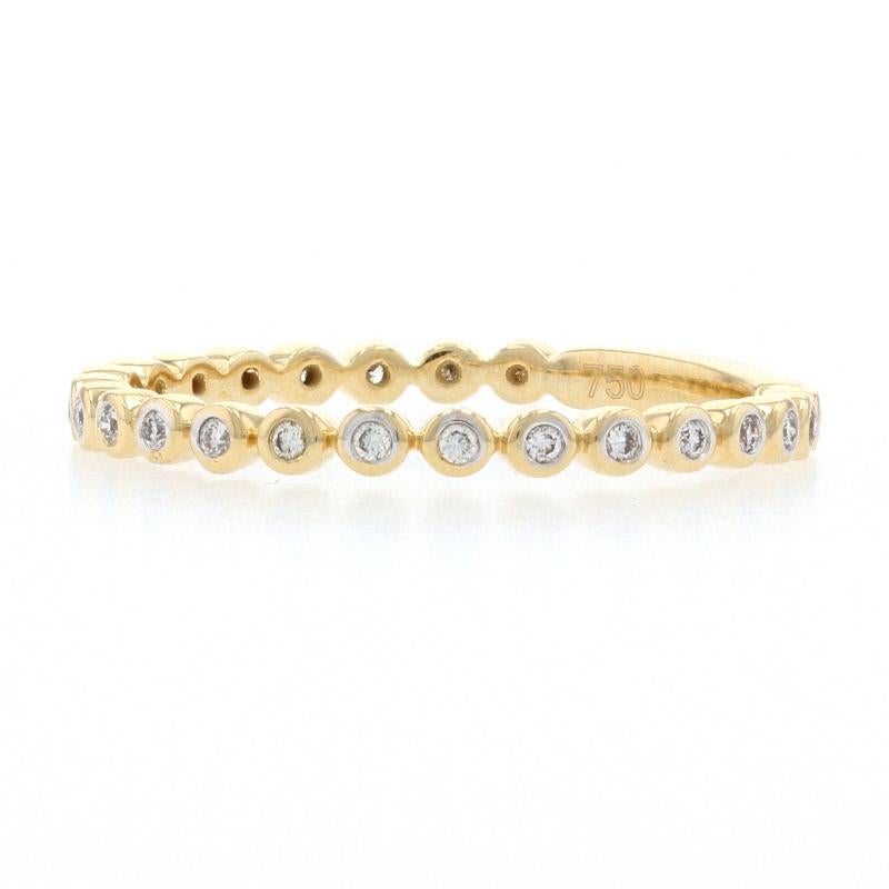 Round Cut Yellow Gold Diamond Stackable Band, 18k Round Brilliant Cut .11ctw Wedding Ring