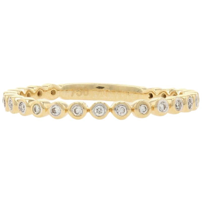 Yellow Gold Diamond Stackable Band, 18k Round Brilliant Cut .11ctw Wedding Ring