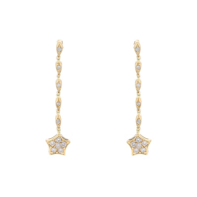 Yellow Gold Diamond Star Convertible Stud-to-Dangle Earrings - 14k Round .33ctw In Excellent Condition For Sale In Greensboro, NC