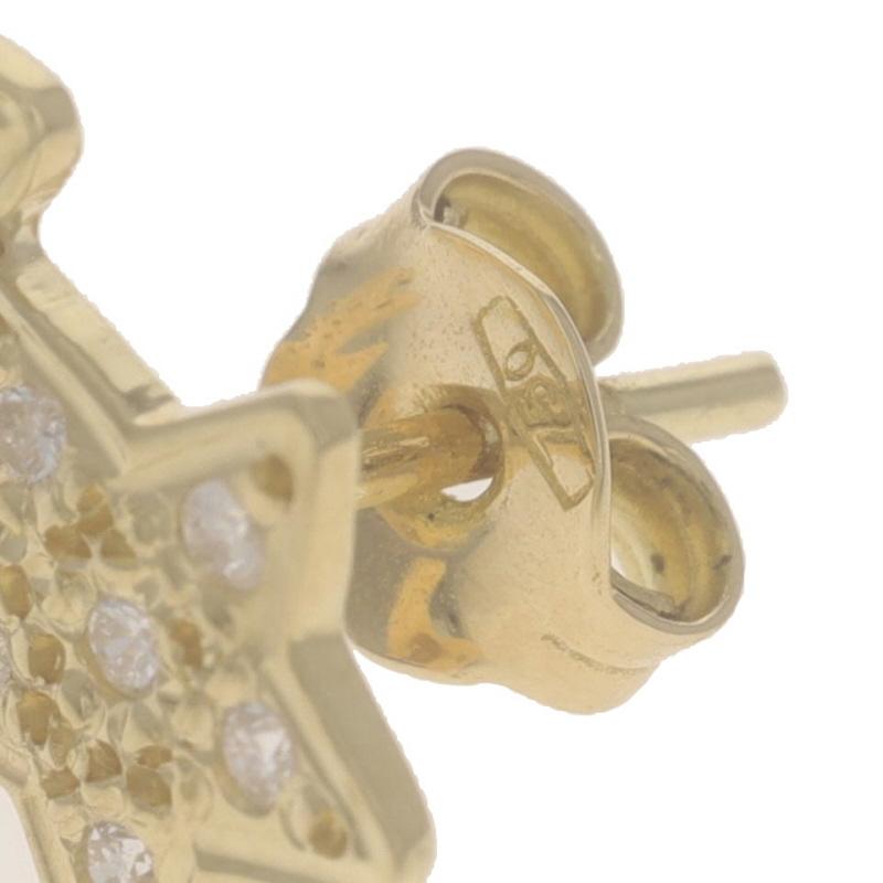 Donna Orecchini a goccia curvi con diamante in oro giallo 18k tondo .48ctw Celestial Pierced in vendita