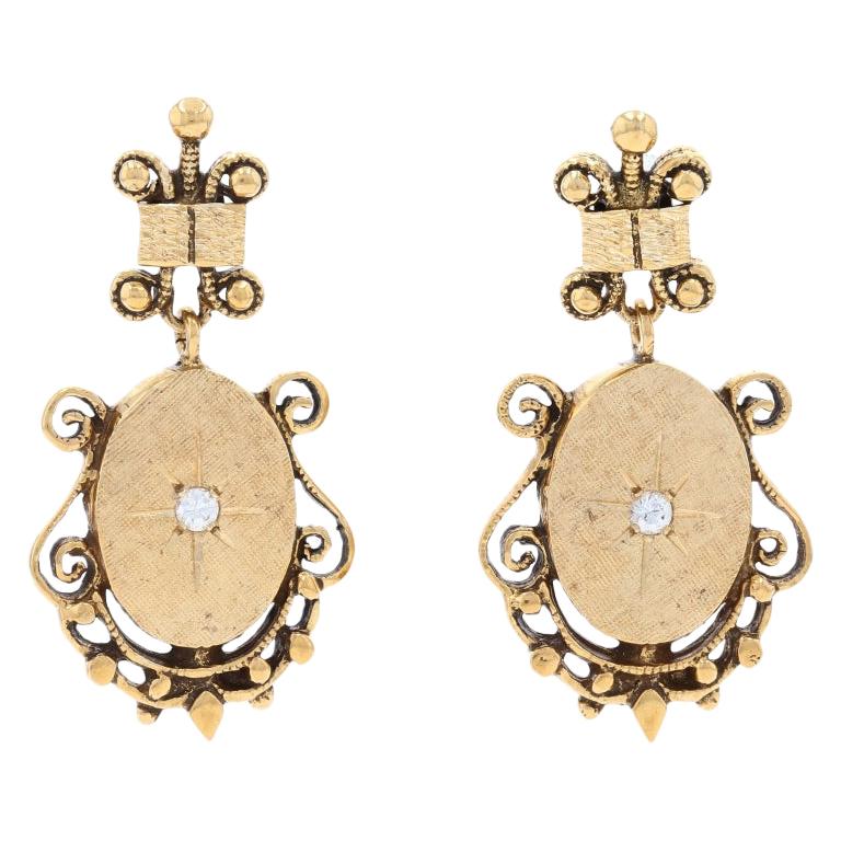 Antique Gold Girandole Style Earrings with Open Scrollwork and Ball ...