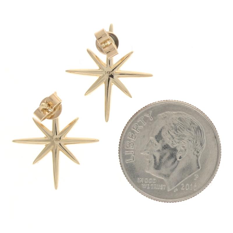 Boucles d'oreilles en or jaune avec diamants en étoile 14k Rd .42ctw North Star Pierce Excellent état - En vente à Greensboro, NC