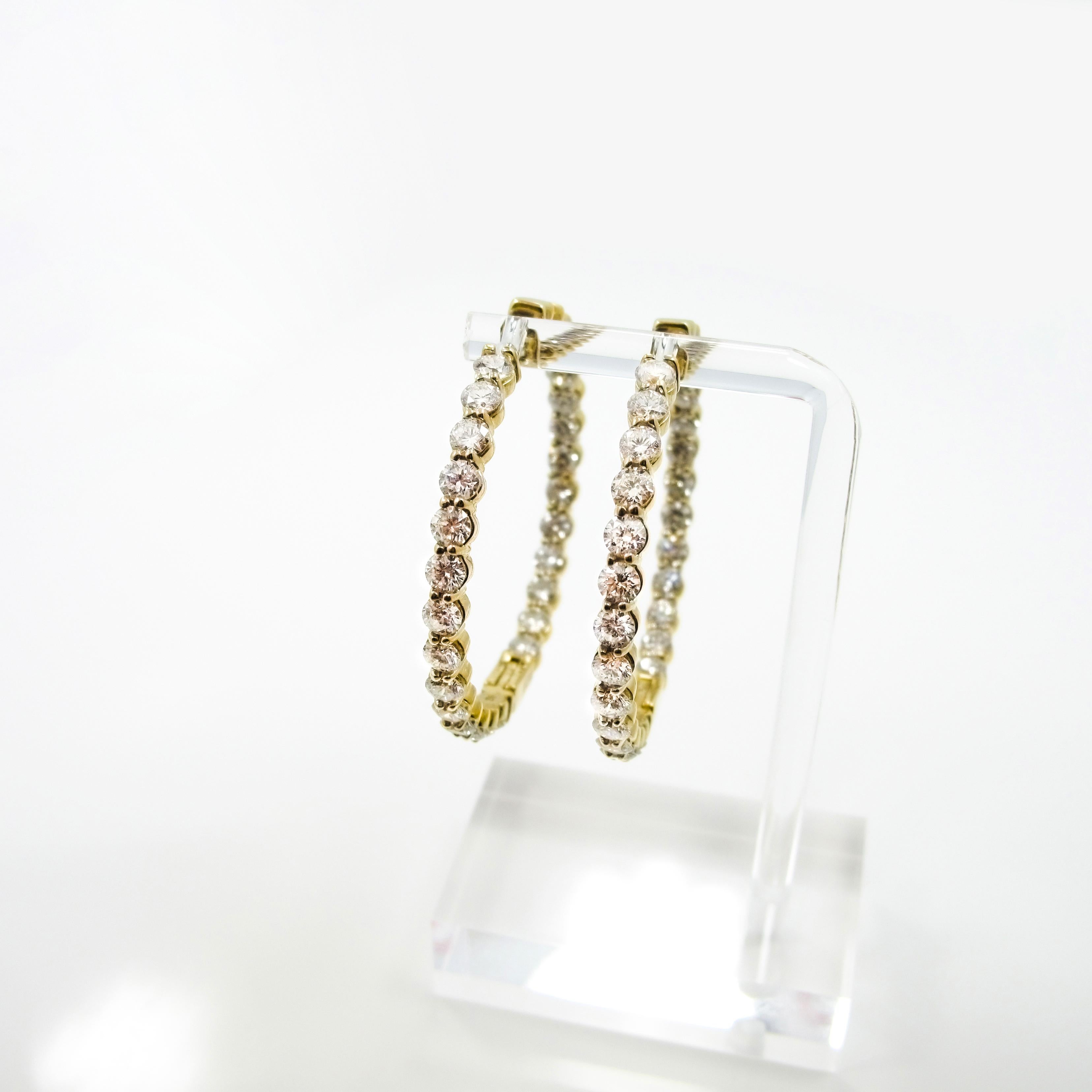Modern Yellow Gold Diamond Statement Hoops For Sale