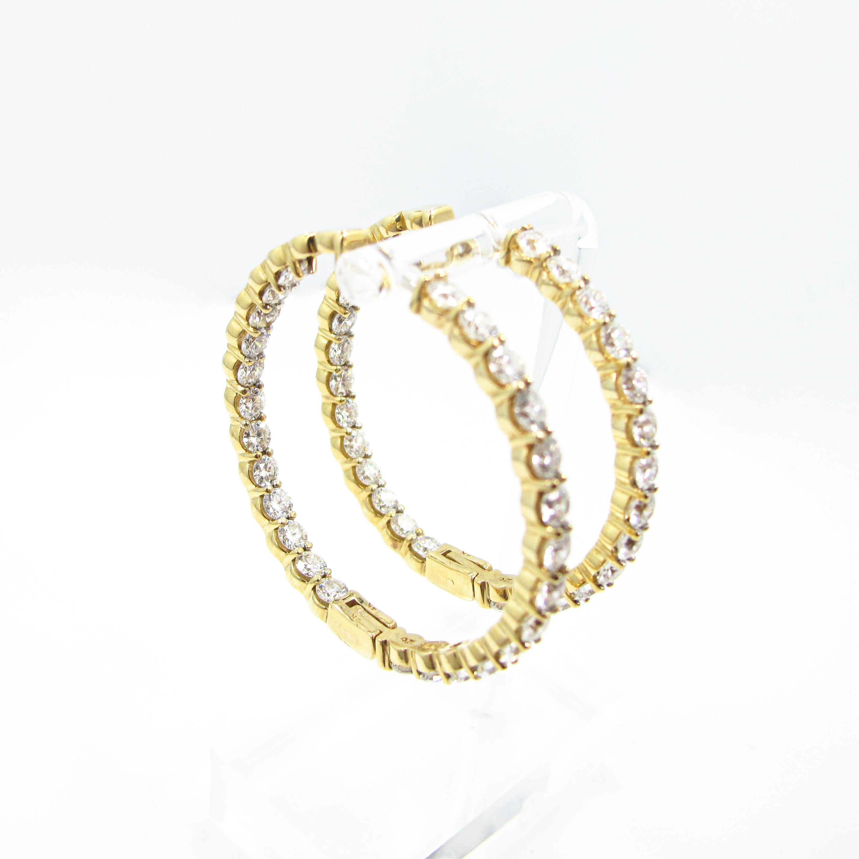Women's Yellow Gold Diamond Statement Hoops For Sale