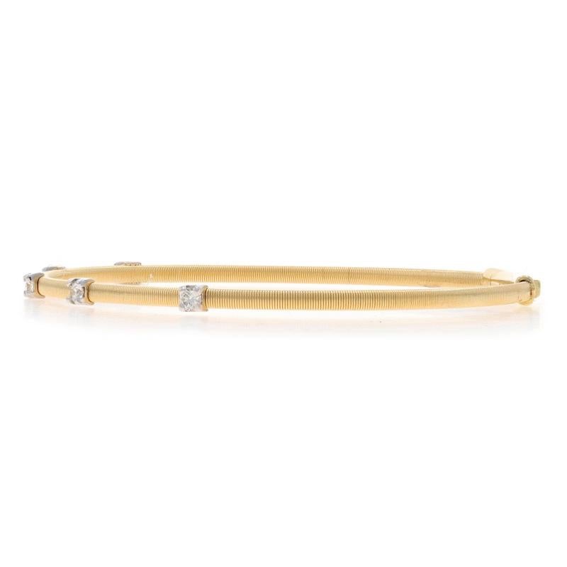 Round Cut Yellow Gold Diamond Station Bangle Bracelet 6 3/4