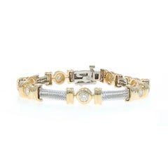 Yellow Gold Diamond Station Bracelet 6 1/2" - 14k Round Brilliant 1.12ctw