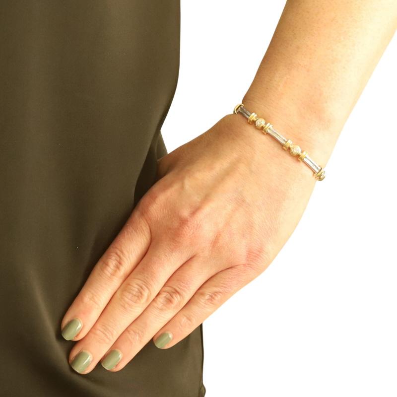 Taille ronde Bracelet en or jaune avec diamants 6 1/2