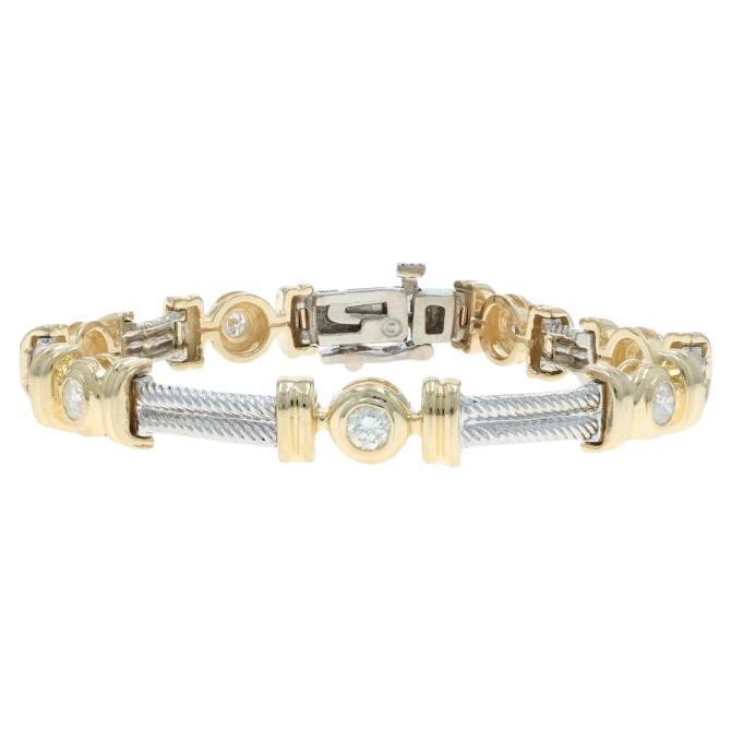 Bracelet en or jaune avec diamants 6 1/2" - 14k Round Brilliant 1.12ctw en vente