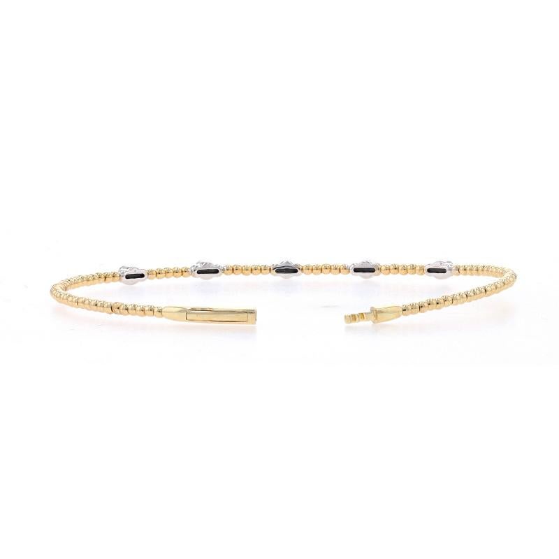 Women's Yellow Gold Diamond Station Flex Bangle Bracelet 6 1/2