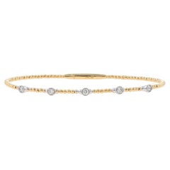 Bracelet flexible en or jaune avec station de diamants 6 1/2" -14k Rnd .27ctw Milgrain