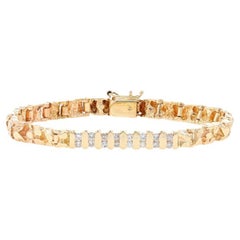 Yellow Gold Diamond Station Link Bracelet 6 1/2" - 14k Round .40ctw Nuggets Yellow Gold Diamond Station Link Bracelet 6 1/2" - 14k Round .40ctw Nuggets