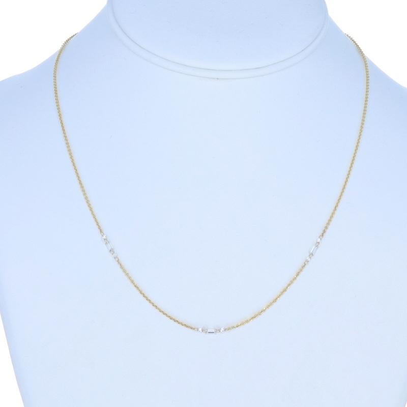 Gelbgold Diamant Station Halskette 14k Runde Brillant & Baguette .66ctw im Zustand „Neu“ im Angebot in Greensboro, NC