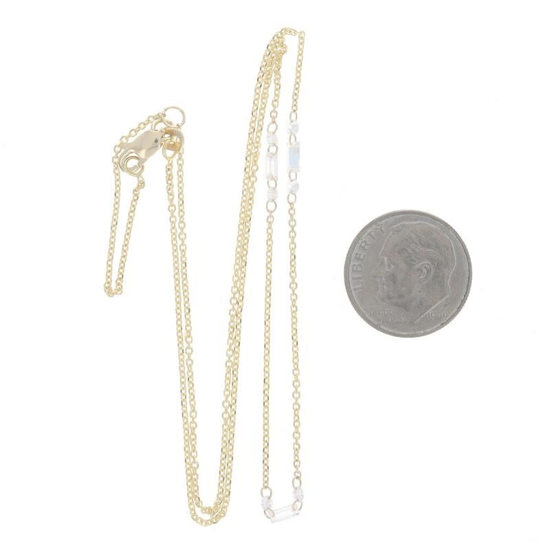 Gelbgold Diamant Station Halskette 14k Runde Brillant & Baguette .66ctw im Angebot 1