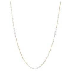 Collar de oro amarillo con diamantes 14k redondos brillantes y baguette .66ctw