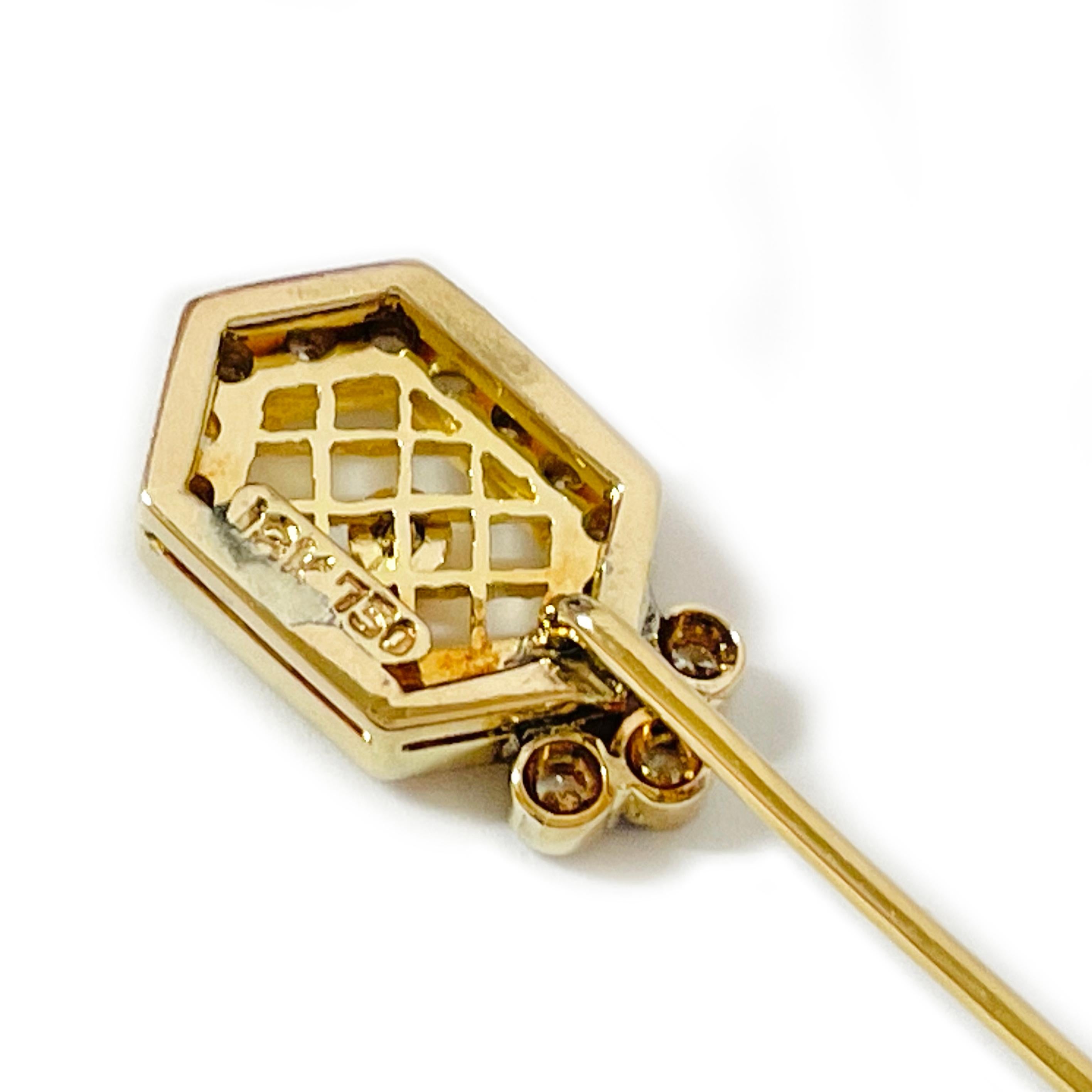 Round Cut Yellow Gold Diamond Stick Pin For Sale