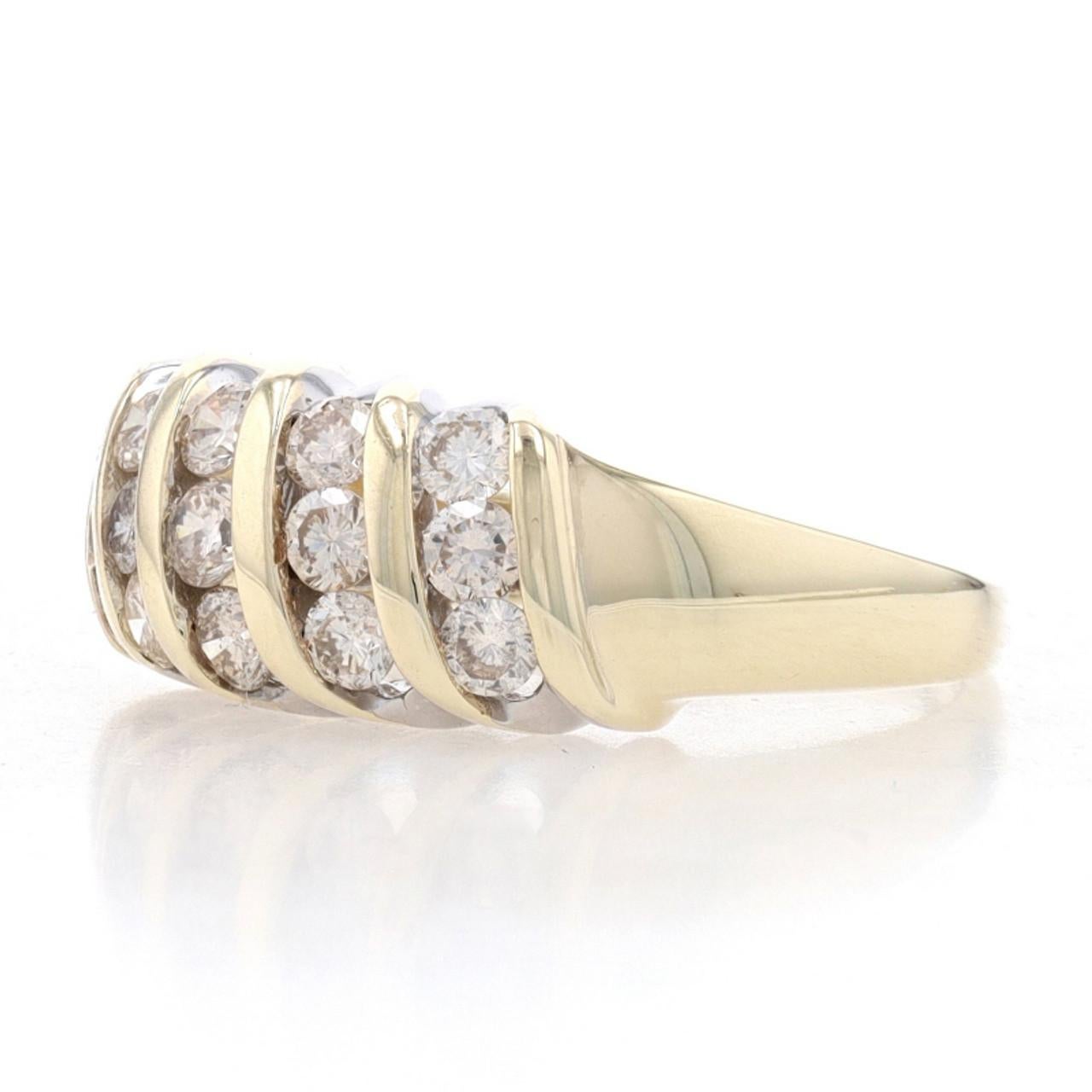 Gelbgold Diamantstreifen-Cluster-Ring 10k rund 1,00ctw Champagnerbraun (Rundschliff)