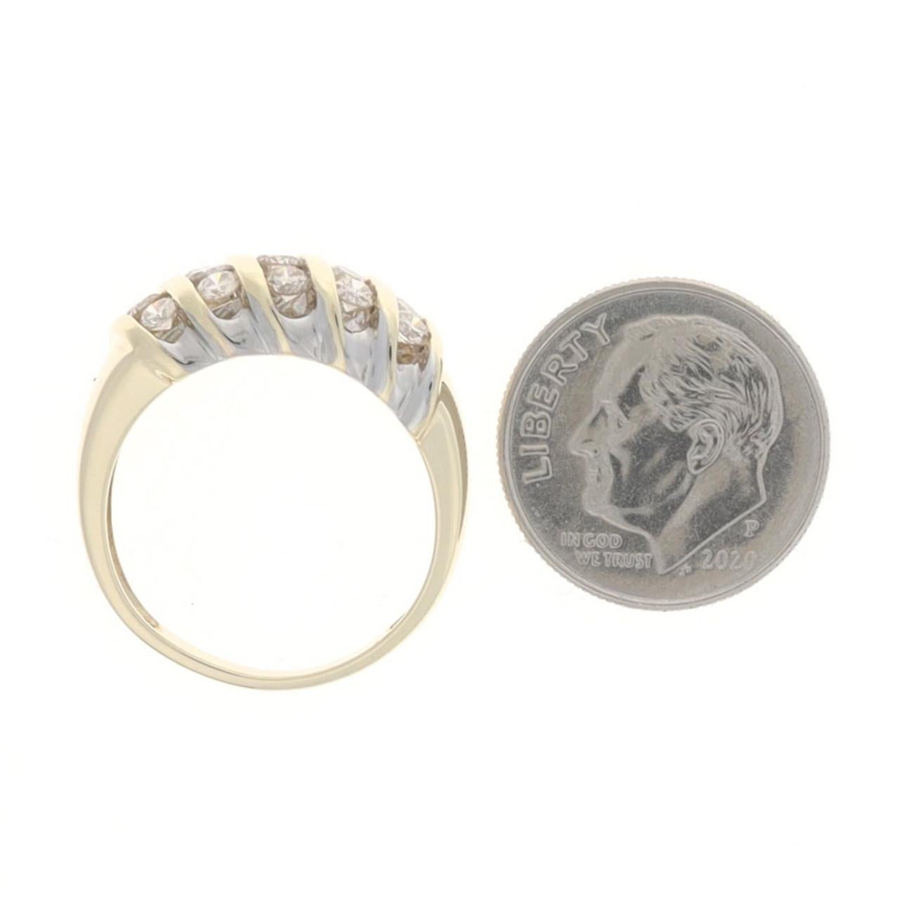 Gelbgold Diamantstreifen-Cluster-Ring 10k rund 1,00ctw Champagnerbraun Damen