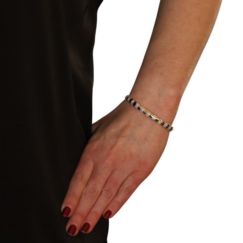 Yellow Gold Diamond Stripe Stretch Link Bracelet 7