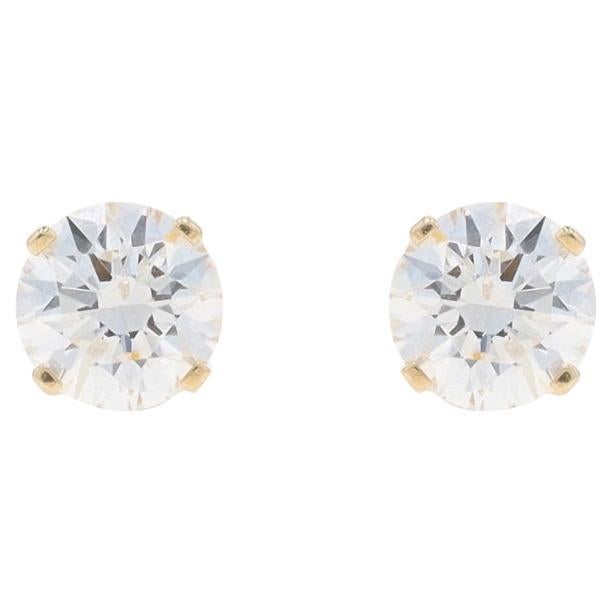 Yellow Gold Diamond Stud Earrings - 10k Round Brilliant 1.10ctw Pierced
