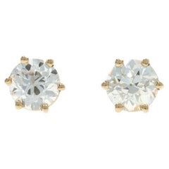 Boucles d'oreilles en or jaune avec diamants 14k European 1.87ctw Pierced