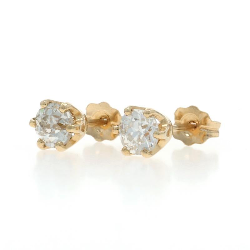 Boucles d'oreilles en or jaune avec diamants 14k European .90ctw Pierced Neuf - En vente à Greensboro, NC
