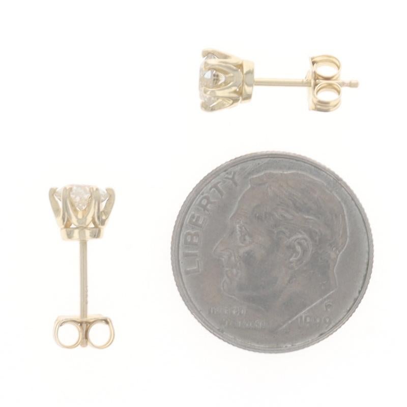 Boucles d'oreilles en or jaune avec diamants 14k European .90ctw Pierced Pour femmes en vente
