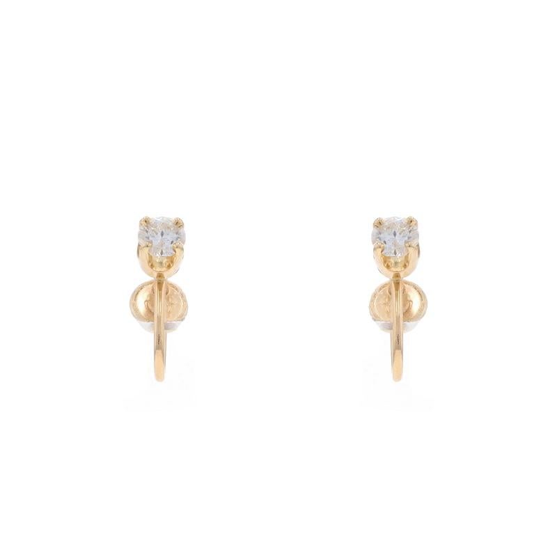 Metal Content: 14k Yellow Gold

Stone Information

Natural Diamonds
Carat(s): .50ctw
Cut: Round Brilliant
Color: G - H
Clarity: I1

Total Carats: .50ctw

Style: Stud
Fastening Type: Non-Pierced Screw-On Backs

Measurements

Tall: 15/32