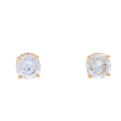 Yellow Gold Diamond Stud Earrings 14k Round Brilliant 1.00ctw Pierced