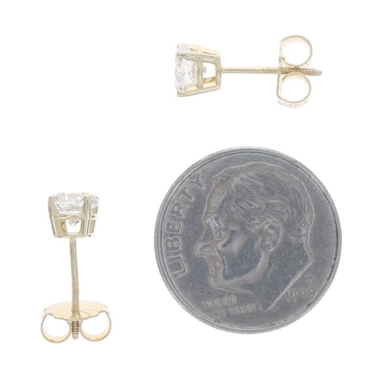 Pendientes de oro amarillo con diamantes - 14k Brillante redondo 1.00ctw Perforados en Excelente estado para la venta en Greensboro, NC