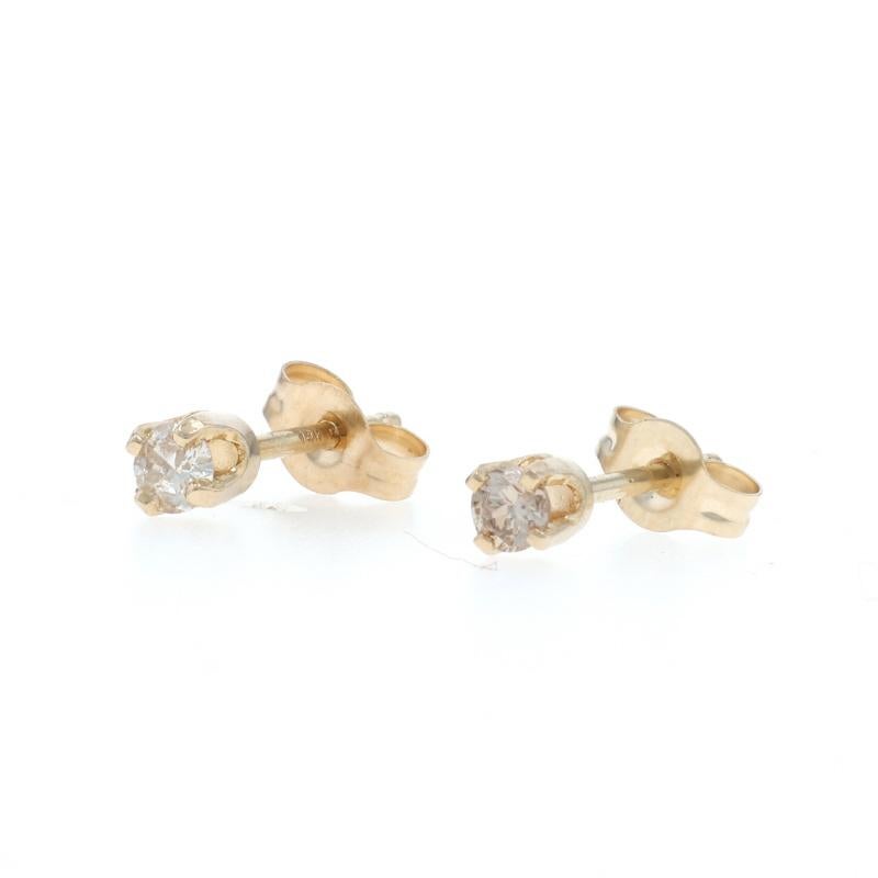 Taille ronde Boucles d'oreilles en or jaune diamant - 14k brillant rond .10ctw Pierced en vente