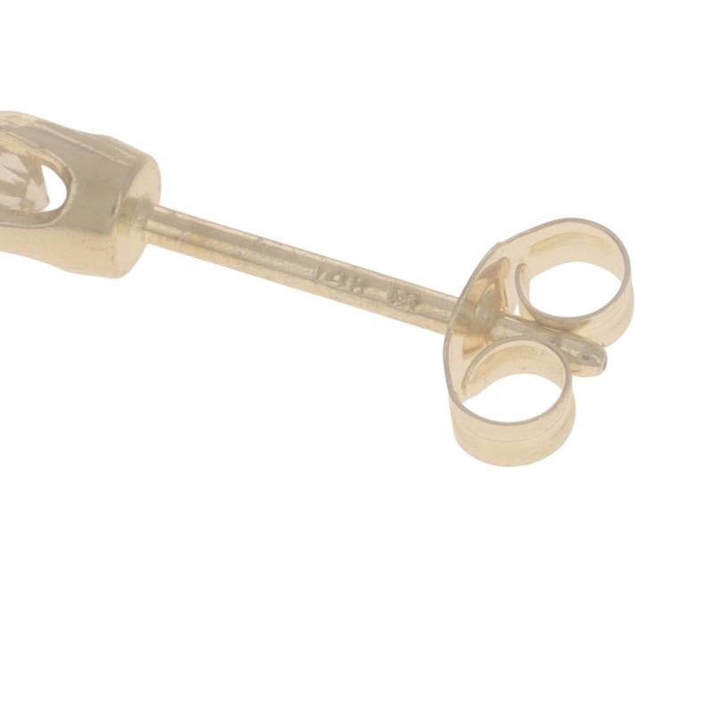 Boucles d'oreilles en or jaune diamant - 14k brillant rond .10ctw Pierced Pour femmes en vente