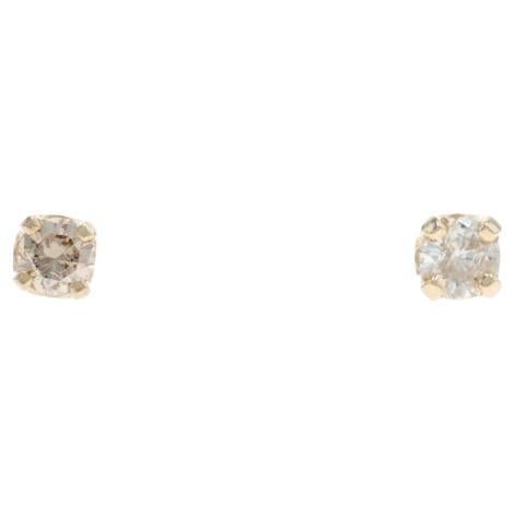 Yellow Gold Diamond Stud Earrings - 14k Round Brilliant .10ctw Pierced
