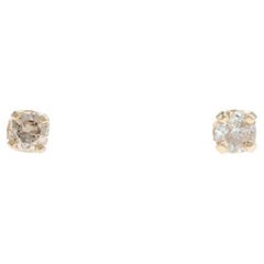 Yellow Gold Diamond Stud Earrings - 14k Round Brilliant .10ctw Pierced