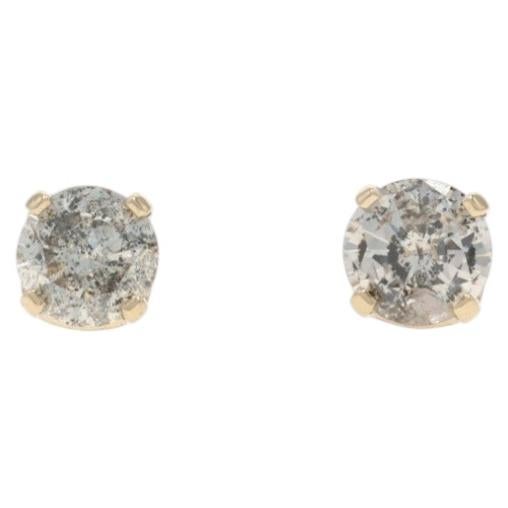Yellow Gold Diamond Stud Earrings - 14k Round Brilliant 1.10ctw Pierced