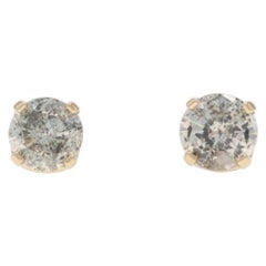 Orecchini con diamanti in oro giallo - 14k Brillianti rotondi da 1,10 ct.