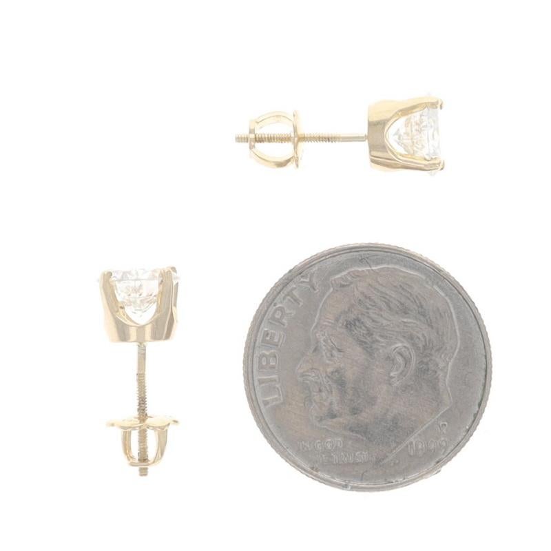 Women's Yellow Gold Diamond Stud Earrings -14k Round Brilliant 1.70ctw Pierced Screw-Ons