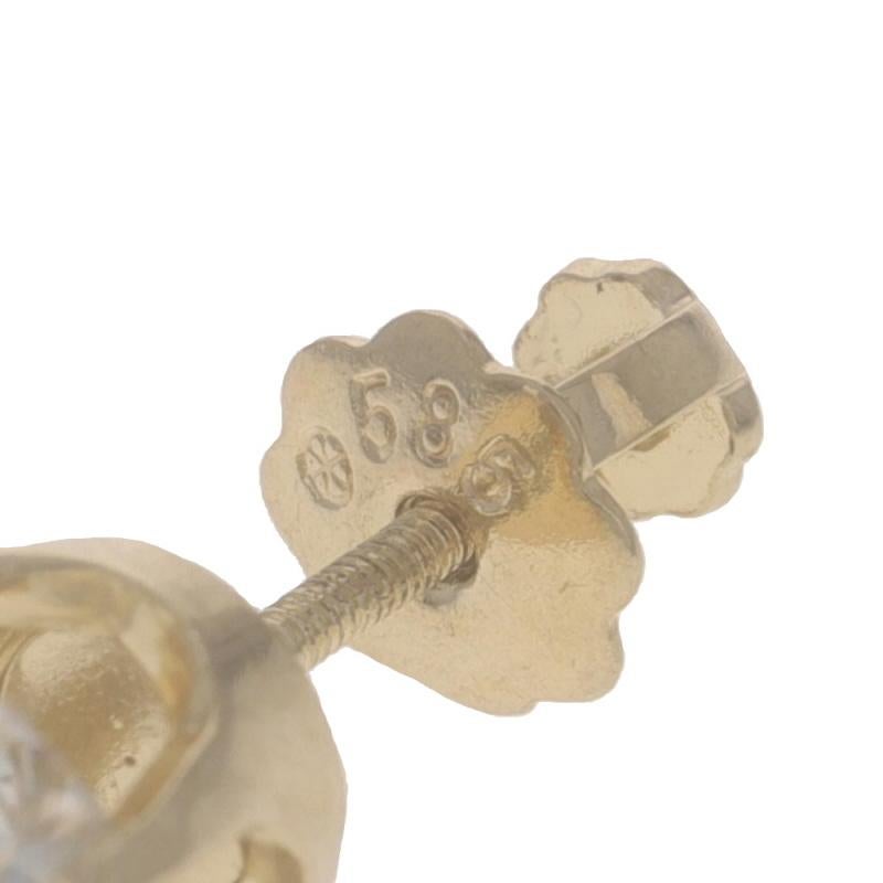 Yellow Gold Diamond Stud Earrings -14k Round Brilliant 1.70ctw Pierced Screw-Ons 1