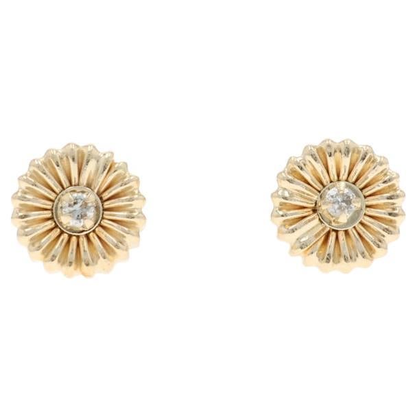 Yellow Gold Diamond Stud Earrings - 14k Round Brilliant 2.00ctw Pierced