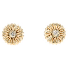 Yellow Gold Diamond Stud Earrings - 14k Round Brilliant 2.00ctw Pierced
