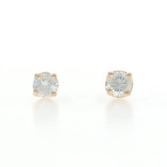 Yellow Gold Diamond Stud Earrings - 14k Round Brilliant .36ctw Pierced