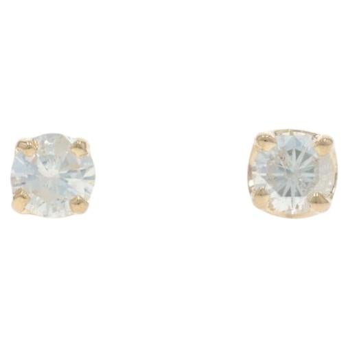 Yellow Gold Diamond Stud Earrings - 14k Round Brilliant .36ctw Pierced