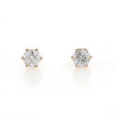 Yellow Gold Diamond Stud Earrings - 14k Round Brilliant .50ctw Pierced